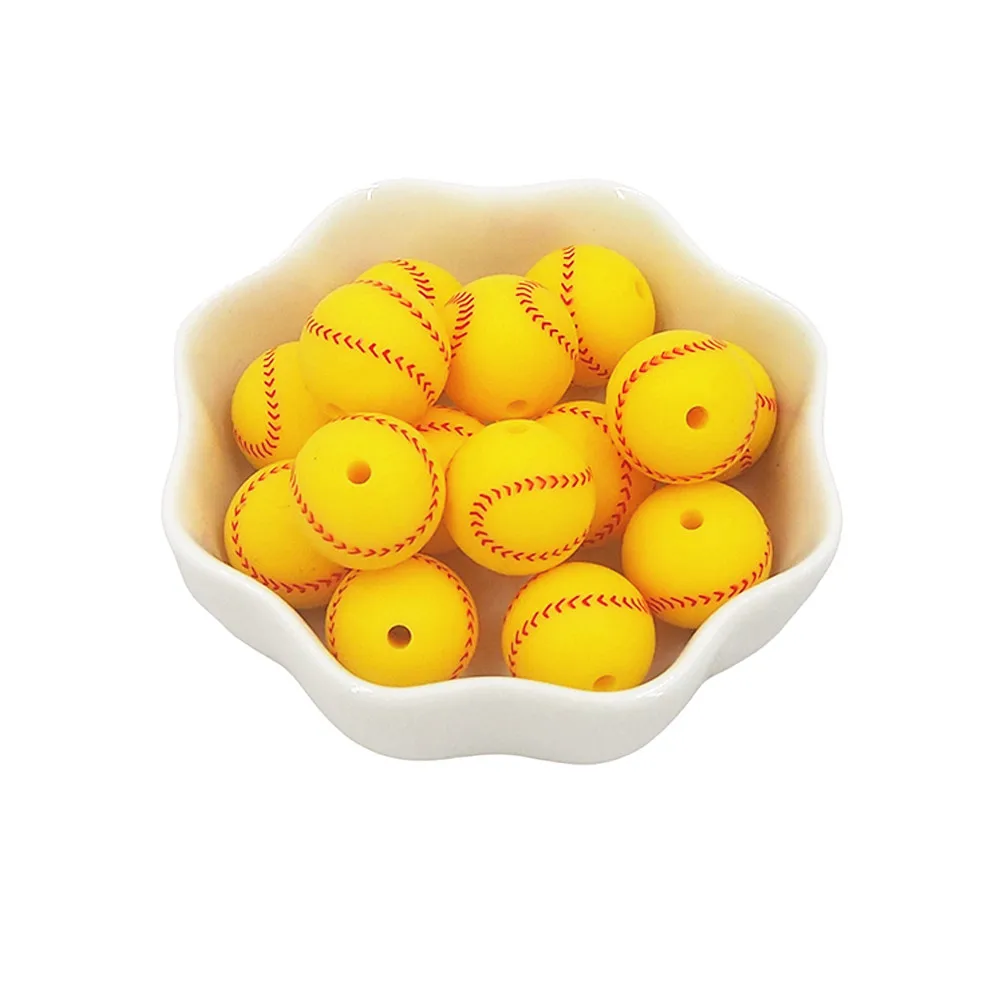 

Chenkai 50pcs 15mm Baseball Beads Baby BPA Free Teething Infant Chewable Dummy Necklace Pacifier Toy Accessories