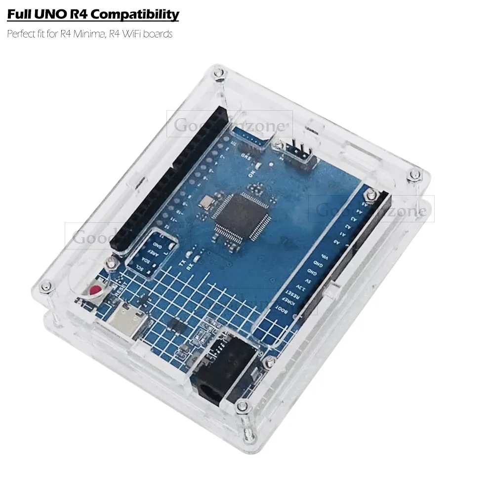 Acrylic Case for Arduino UNO R4 - Transparent Protective Enclosure for UNO R4 Minima/WiFi Boards