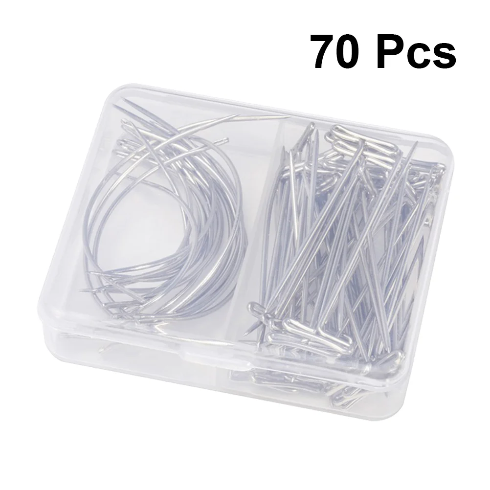 70pcs Stainless Steel T and C Curved Needles Set Weave Needles for Making Blocking Knitting Modelling Crafts