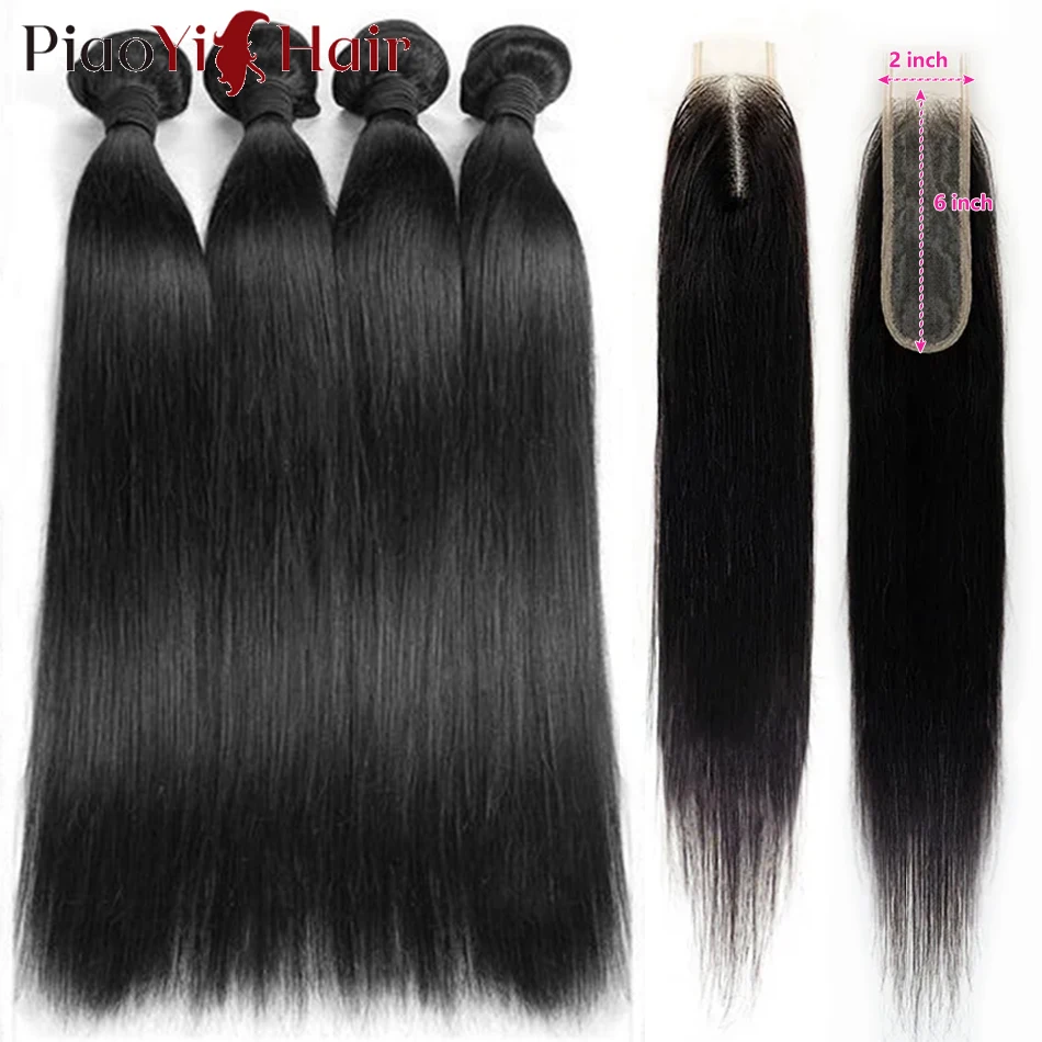 

2X6 HD Lace With Straight Bundles Human Hair With Closure Bunldes With 2x6 Midlle Part Closures 100% Raw Human Bundles Top Quali