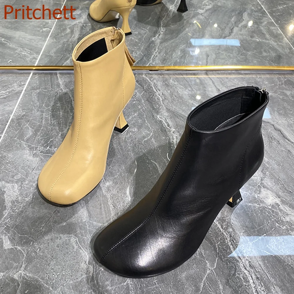 Round Toe Strange Style Women Boots Short Boots Solid Zipper Solid Women Spring Autumn Fashion Casual  Women Shoes 2023 Newest