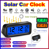 Solar Car Clocks Dashboard Thermometer Automotive Electronic Watch Led Digital DisplayTime with Back Luminous Car Accessories