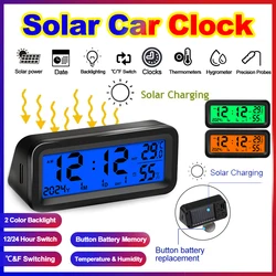 Solar/USB Car Clocks Dashboard Thermometer Automotive Electronic Watch Led Display Time with Back Luminous Car Accessories