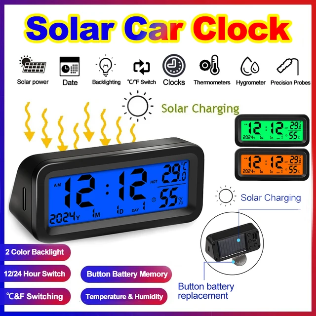 Zegary samochodowe solarno/USB Termometr na deskę rozdzielczą Elektroniczny zegarek samochodowy Wyświetlacz LED Czas z podświetleniem Akcesoria samochodowe