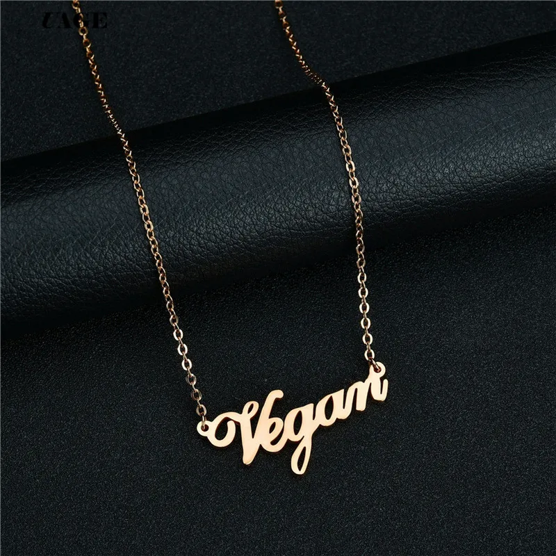 UAGE Vegetarian Symbol  Letters Vegan Necklace Vegan Lifestyle Gift Jewelry for women Necklace