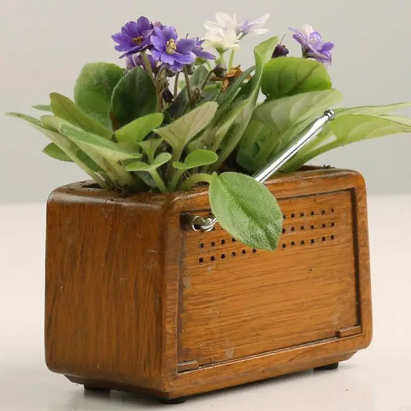 Retro for Creative Radio Flower Pot Flower Pot Succulent Flower Plant Cont A70D