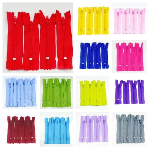 10pcs 3 인치-24 인치 (7.5cm-60cm) 재단사 봉제 공예 용 나일론 코일 지퍼 나일론 지퍼 대량 20 색상