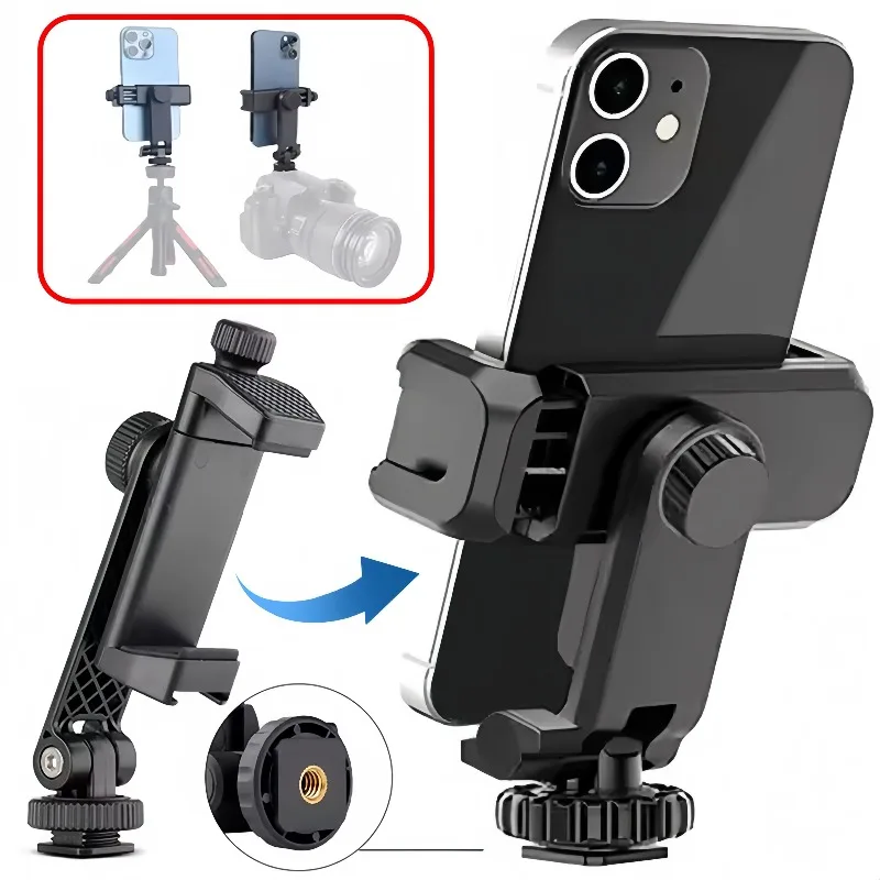 Universal 360° Rotatable Phone Tripod Mount Adapter Rotatable Bracket Clip for Samsung Xiaomi IPhone Selfie Stick Camera Stand