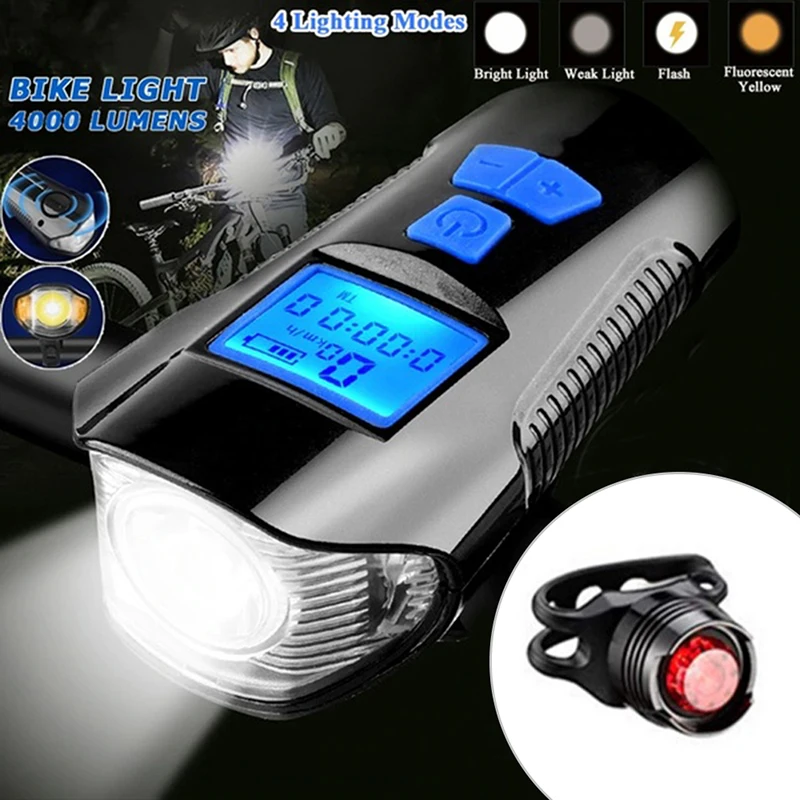 1Set Small Size, Long Beam Distance USB Bicycle Light Lamp Flashlight Bike Speedometer Led FrontCycling Headlight