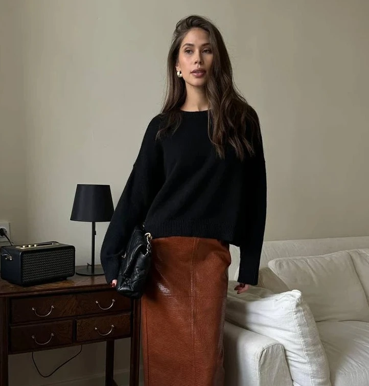 

Loose Sweater Pullovers Women Vintage All-Match Knitted Sweaters Woman Elegant Long Sleeve O-Neck Jumpers