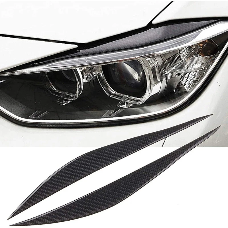 Carbon Fiber Car Front Headlight Eyebrows Sticker Trim Decoration Accessories for BMW- 3 Series F30 320I 325I