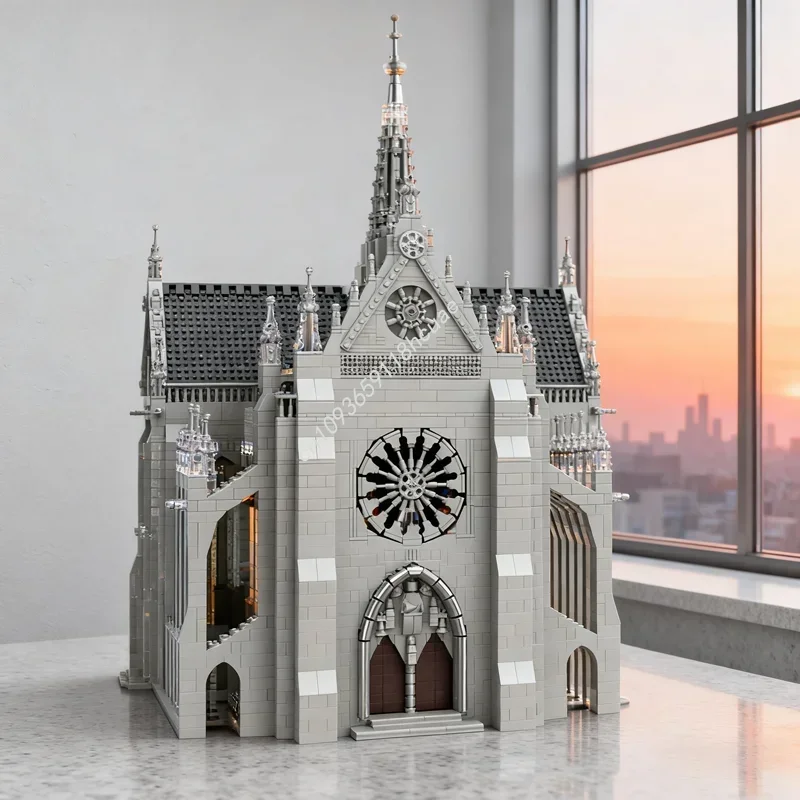 17992pcs MOC Cathedral Saint Remigius Castleed Model Building Blocks Construction DIY Creative Brick Festival Gift Toys