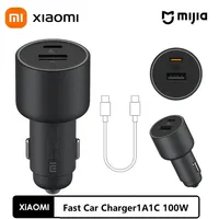 Original Xiaomi 100W Car Charger Dual USB Quick Charge Wireless Mi Car Charger 100W USB-A USB-C Dual Output LED Power