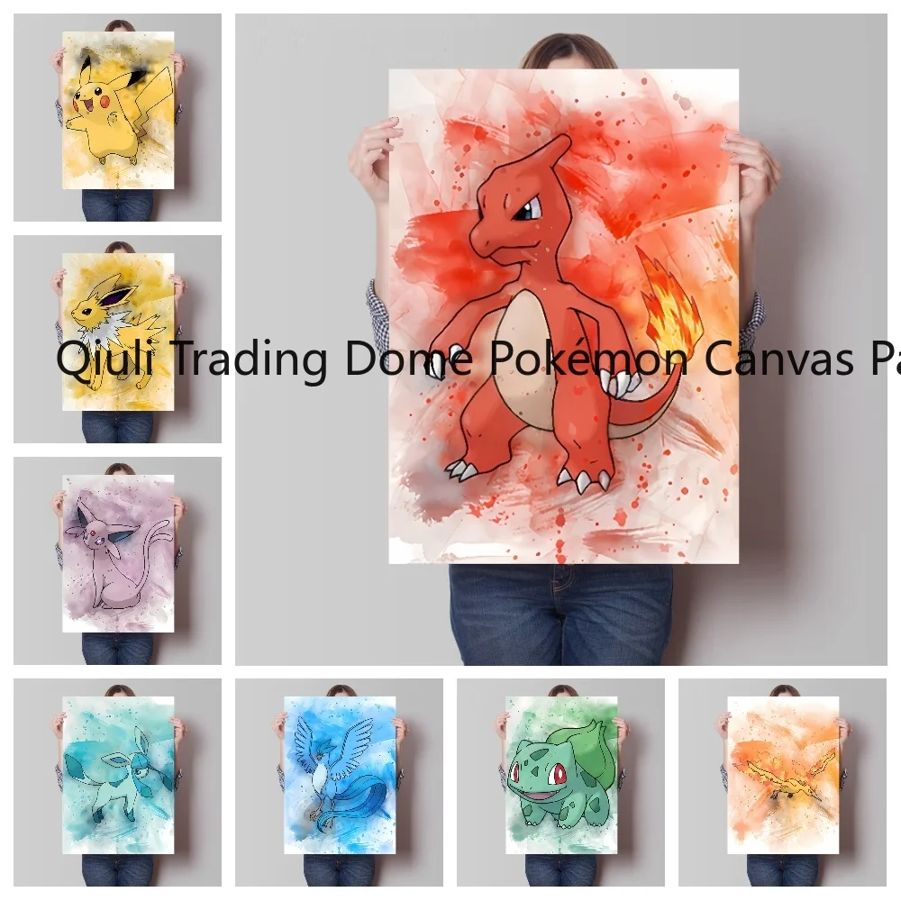 

Anime Posters Pokemon Peripherals Pikachu Gyarados Squirtle Charmander Canvas Painting Wall Art Prints Living Room Decor Gifts