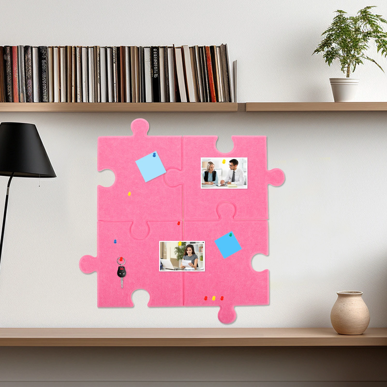 

4 Pcs Felt Board Wall Sticker Self Adhesive High Density Geometric Design Kids Wallpaper Multi Occasion Use Living