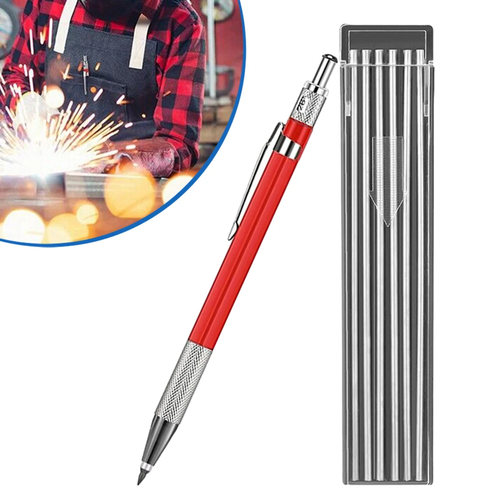 Welders Pencil Metal Marker Pencil With 12PCS Silver Streak Refills Metal Marker Mechanicalhs Metalworking Welding Accessories