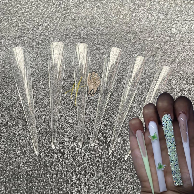 120pcs 5XL Extra Long Stiletto False Nail Tips Full Cover Press On Acrylic Artificial Nails Manicure Practice Accessories Tool