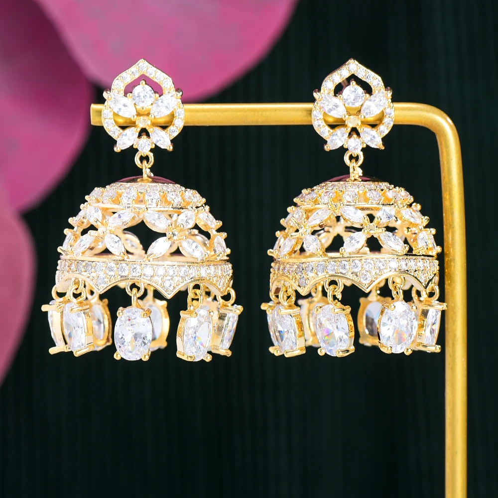 GODKI Trendy Celebrity Favorite Cubic Zirconia Women Drop Dangle Earrings for Wedding Tassel Earrings pendientes mujer moda 2022