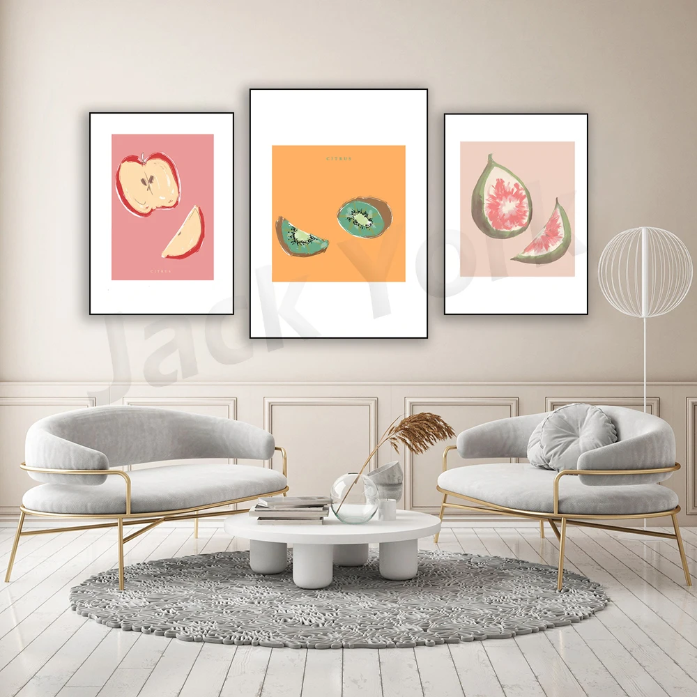 Fig, Apple, Kiwi Aesthetic Art Edition Kitchen Decor