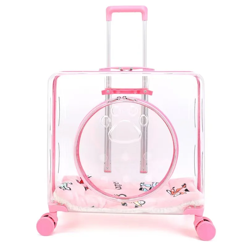 

Cat bag Outdoor lightweight cat and dog trolley case Leak-proof cat portable large trolley case Transparent pet air case