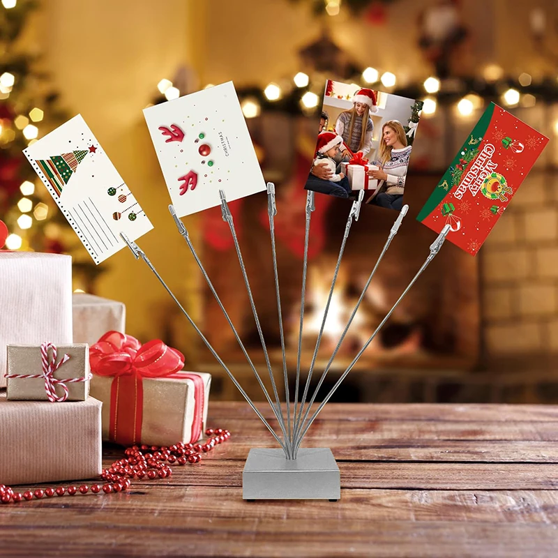 Photo Cube Base, 8-Branch Money Trees Gift Card Holder With Clips, Picture Stand For Christmas, Wedding, Greeting, Birthday