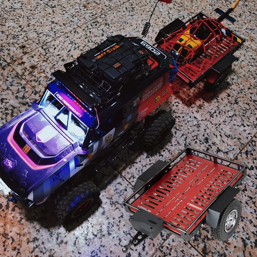 Simulazione in lega di alluminio Piccolo rimorchio per 1/10 RC Crawler Car Traxxas TRX4 Defender Bronco AXIAL SCX10 RC4WD D90 Wraith Jeep