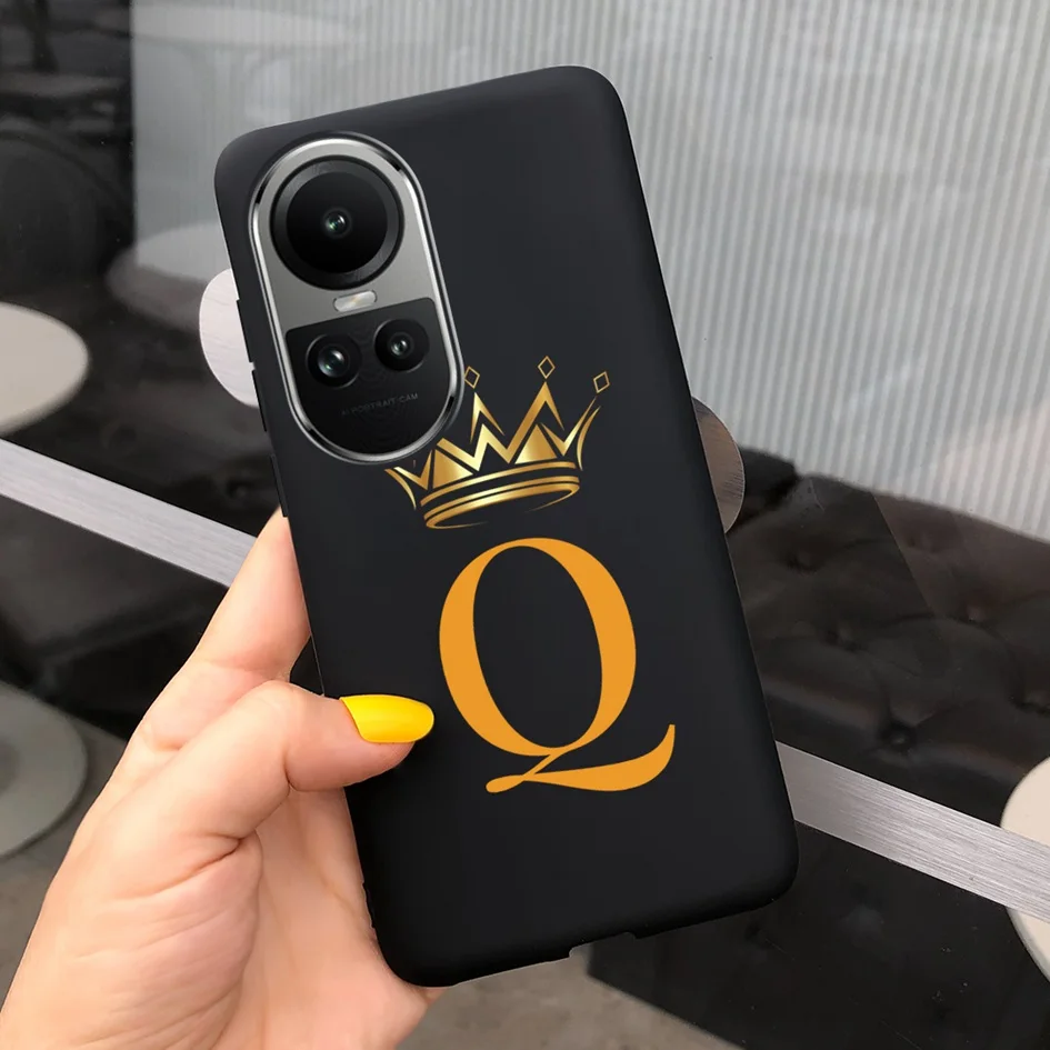 For OPPO Reno 10 5G Case CPH2531 Bumper Cute Crown Letters Slim Soft TPU Protective Cover For OPPO Reno10 Pro Plus CPH2521 Funda