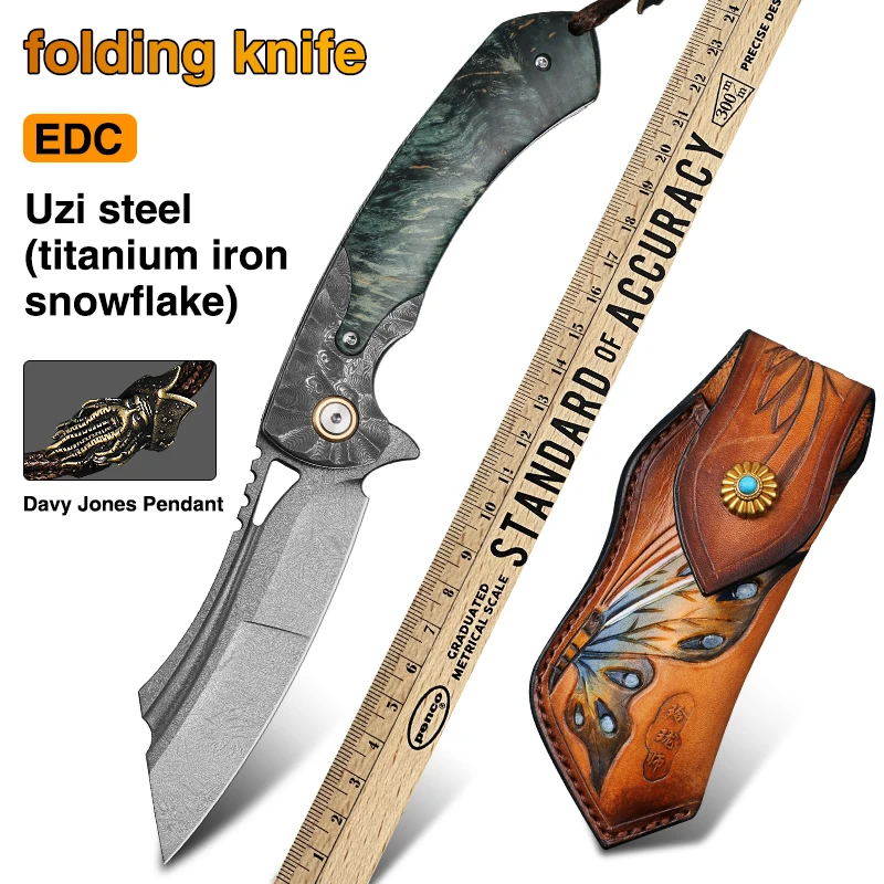 High quality Uzi Damascus Steel folding knife ball bearing multi-functional outdoor hunting tactical self-defense knife EDC tool