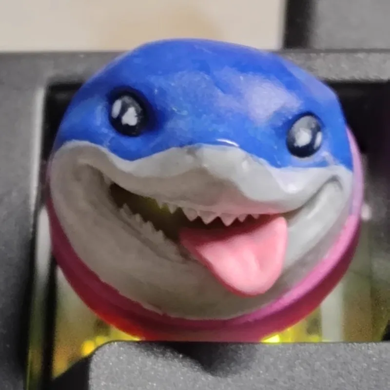 Keycap Resin Hiu Teclado 3D Dicetak Artisan Key Caps Kustom Kartun Lucu Keycaps Aksesoris Keyboard Mekanik