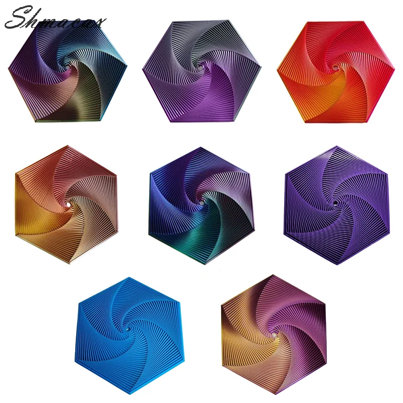 Posavasos hexagonal impreso en 3D, juguete antiestrés en espiral Fractal hexagonal, cubos Fidget, juguete sensorial para niños y adultos