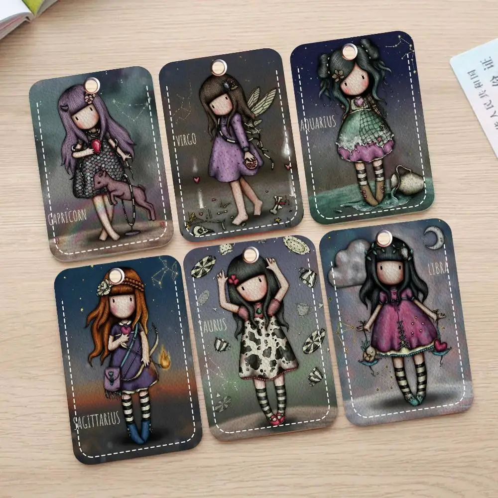 S-Santoro-Gorjuss-tarjetero Rectangular de cuero suave PU con dibujos animados, funda protectora de ascensor de inducción, Faion juvenil