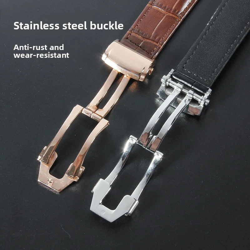 For Maurice Lacroix Leather Watchband Pontos  Les Classiques Cowhide Strap Folding Buckle Black brown 20mm 22mm PT6148 PT6388