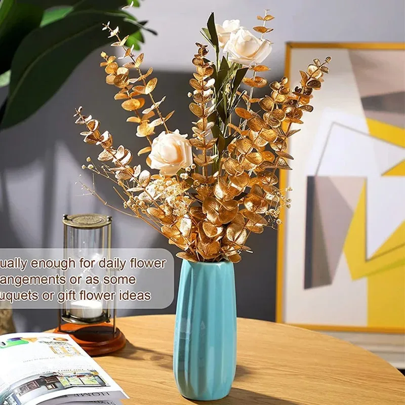 10Pcs Eucalyptus Leaf Artificial Plants Bouquet Home Decor Fake Plant Party Garden Wedding Decoration Holding Flowers Accessory