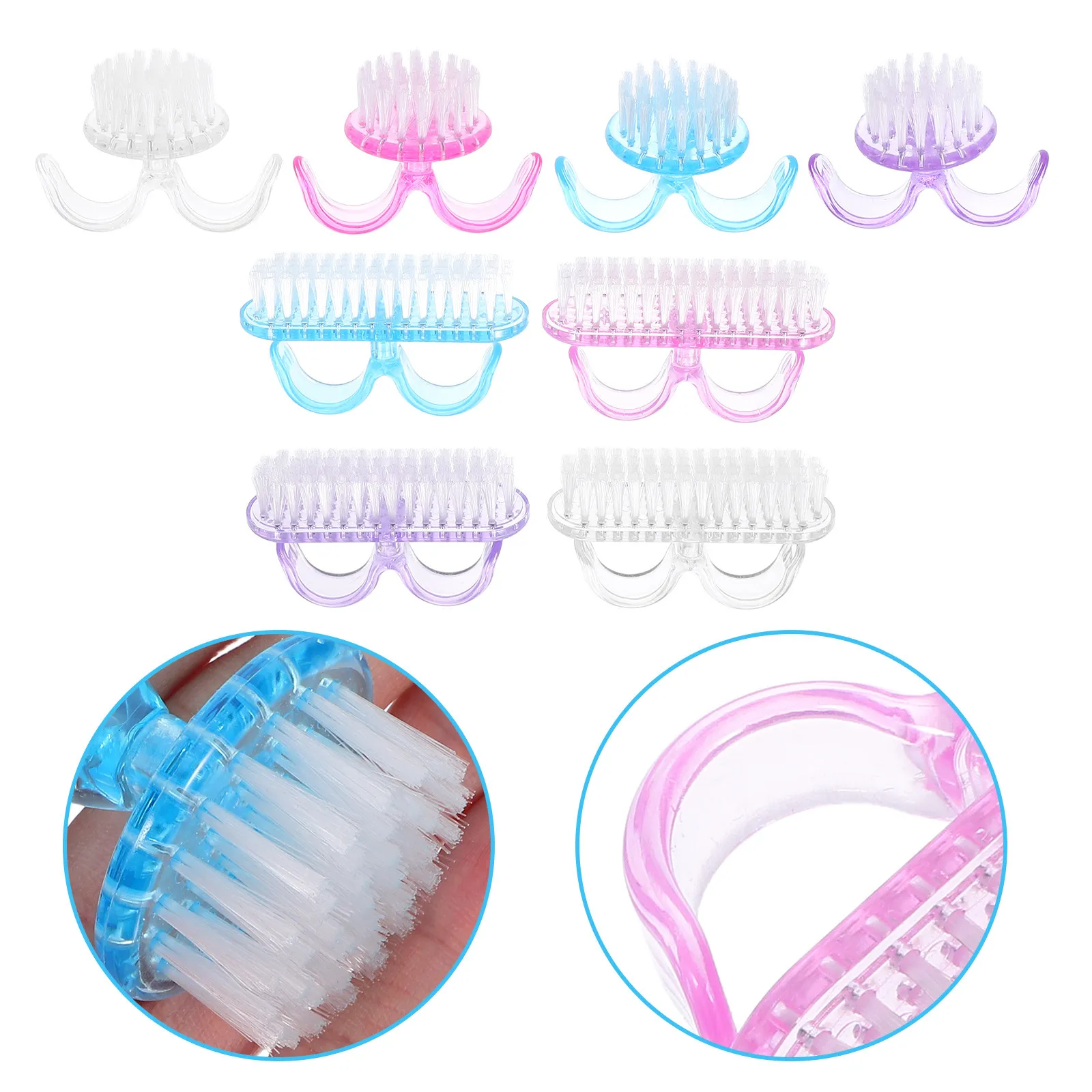 

8Pcs Nail Cleaning Brush Set Soft Plastic Body Mini Scrubbing Brush for Nails Dust Powder Removal Portable Manicure Tool Kit