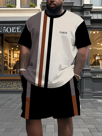 

2025 Latest Hot T-shirt Set 3D Vacation Style Trendy Various Elements Fashionable Street Men's Set Summer Top Shorts Breathable