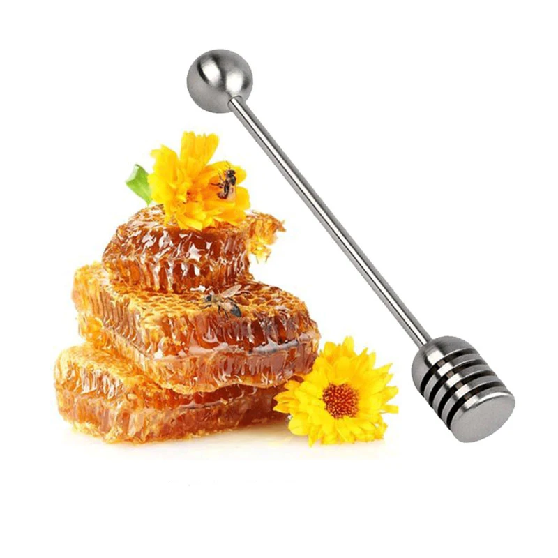 2026 New Honey Stick Spoon Solid 304 Stainless Steel Honey Dipper Drizzler Stirrer Spoon Mixing Stick Tool