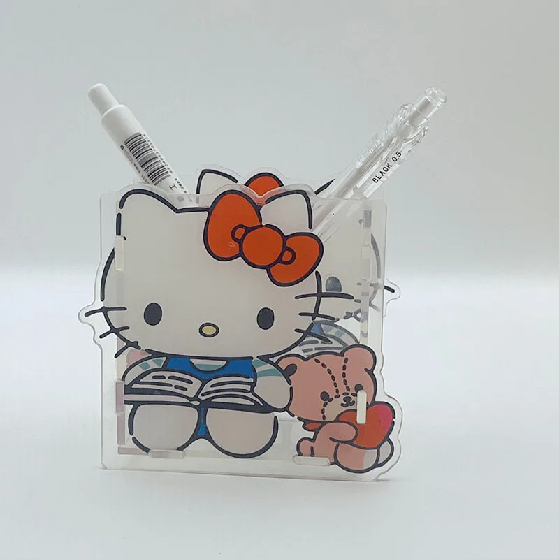 Hello Kitty Pen Holder Anime Sanrio Pochacco Kuromi Desktop Pen Holder Cartoon Decoration Ornament Girls Fun School Supplies