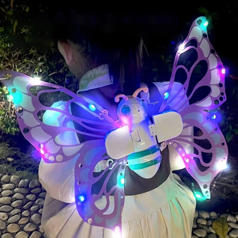 1P-Electric Butterfly Wings Moving Elf Wing with Light Fairy Wings for Kids Birthday Christmas Cosplay Dress Up Angel Girls Toy