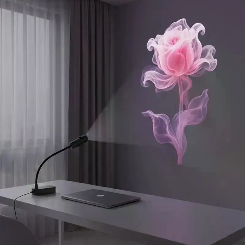 

Dreamy Floral Pattern USB Projection Light With Three Interchangeable Patterns For Creating Room Romantic Atmosphere