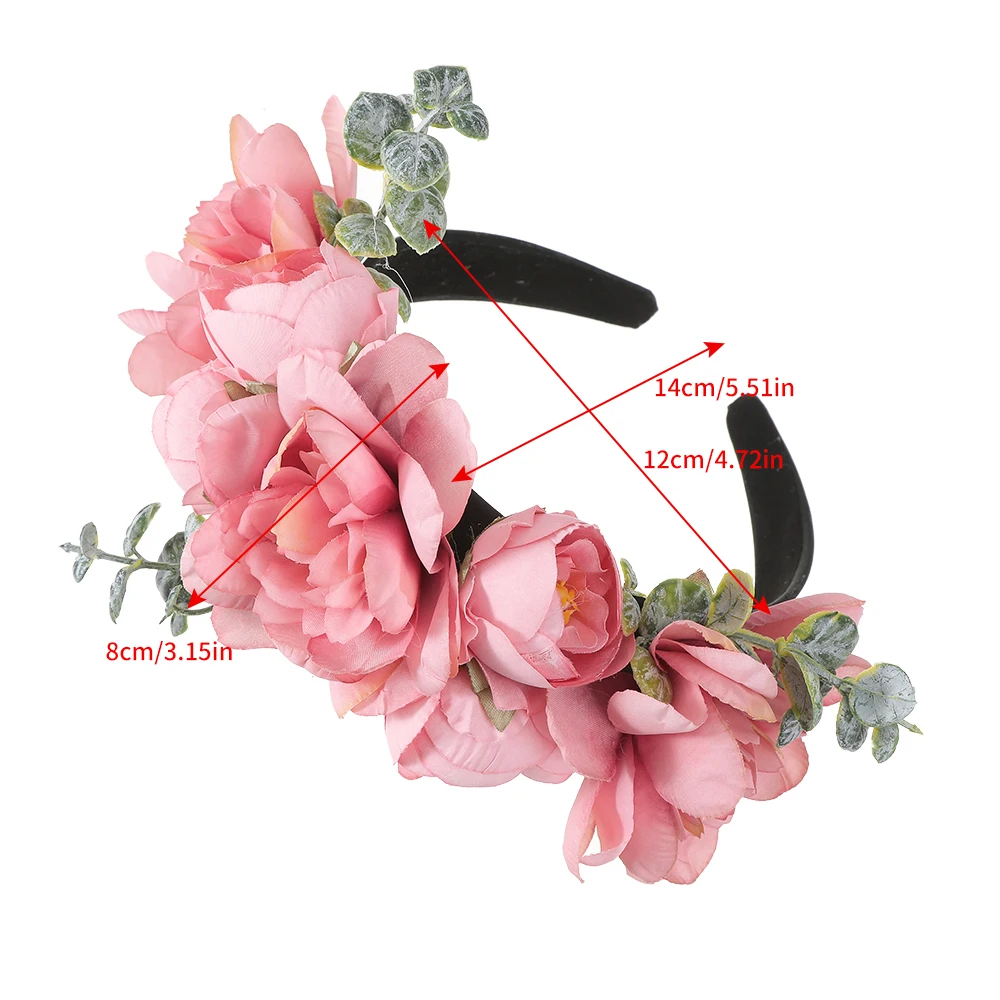 AWAYTR Flower Headbands Bridal Hair Ornaments Rose Floral Hairbands for Women Bezel Hair Bands Spring Wedding Garlands Crown