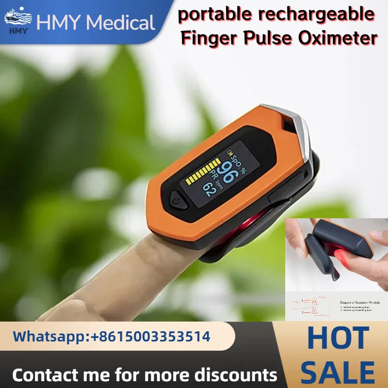Rechargeable OLED Finger Oximeter, Blood Oxygen & Pulse Rate Monitor for Adult and Kids (Fast Reading)