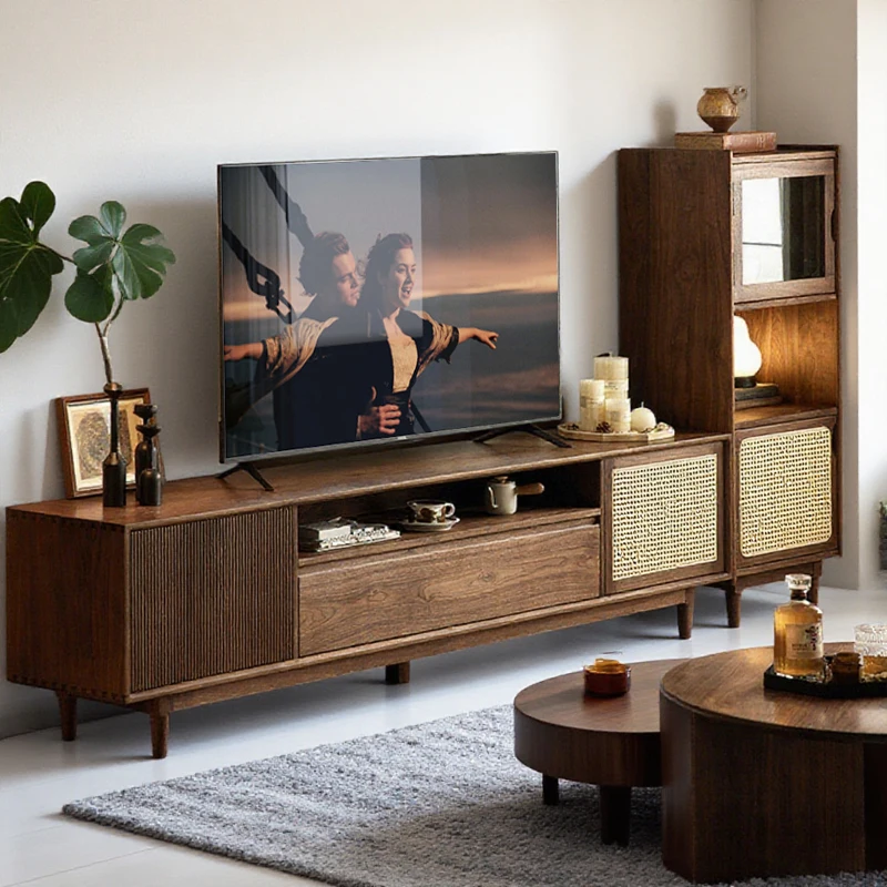 خزانة تلفزيون، جوز أسود، خشب متين، القرون الوسطى، مجموعة، غرفة المعيشة، المنزل، الرجعية