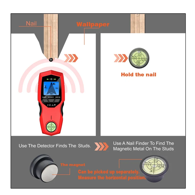 

ABKI-ЖК-дисплей с подсветкой, цифровой настенный детектор, металлический датчик, детектор деревянных шпилек, сканер кабеля переменного тока, 3 режима сканирования, простая установка