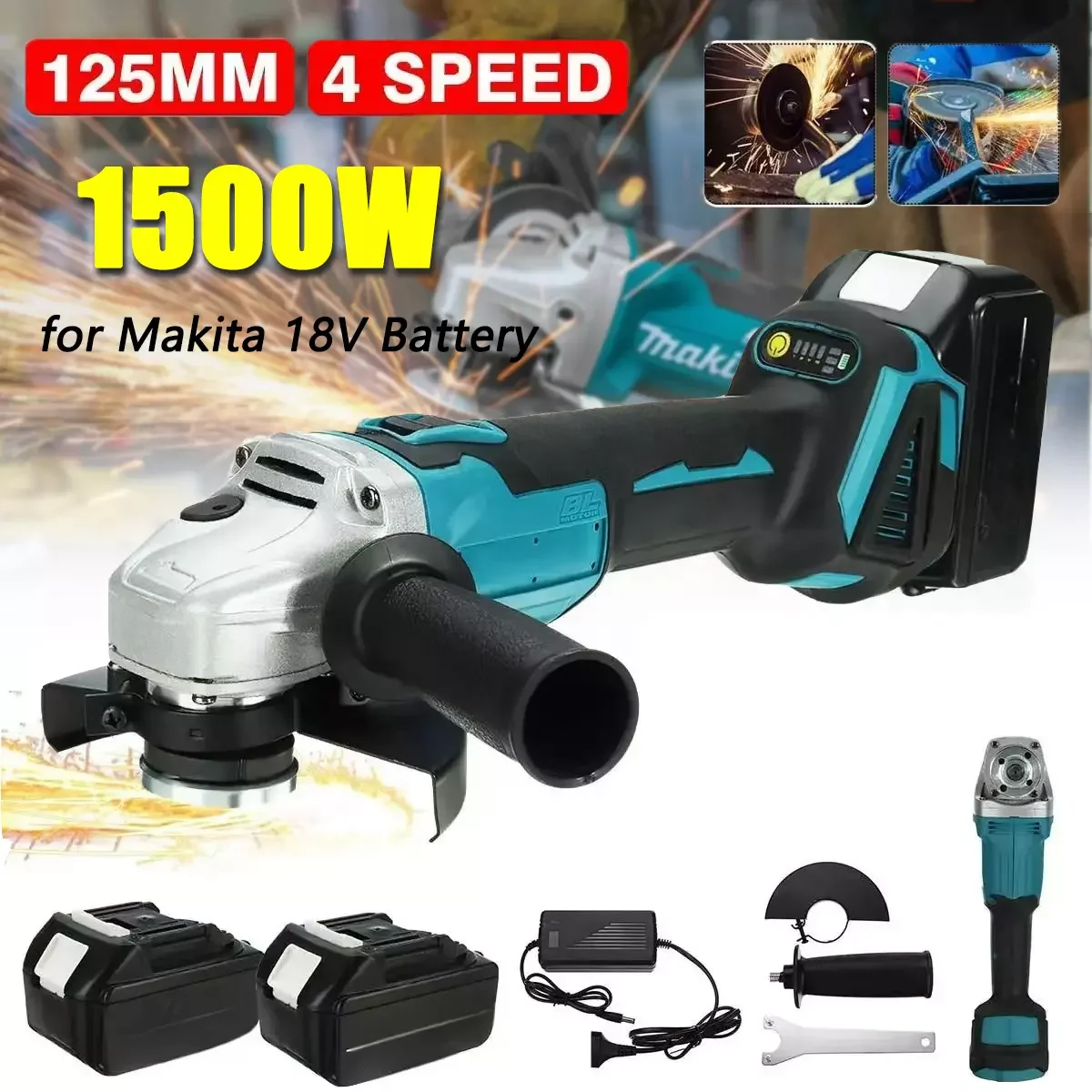

Cordless Brushless Angle Grinder Makita High Power Electric Polishing Cutting Machine Makita 18V Battery For Metals Stones Wood