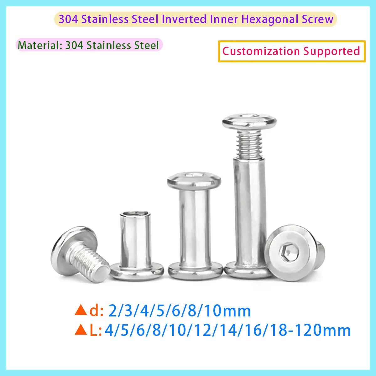 304 Stainless Steel Flat Hexagonal Socket Screw M2 M3 M4 M5 M6 M8M10 Connector Plug-in Joint Socket Cap Nut