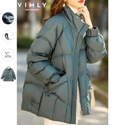 Vimly Winter Warm Puffer Down Jacket for Women 2023 Korean Fashion 85% Content Duck Down Coat Loose Stand-up Collar Outerwear