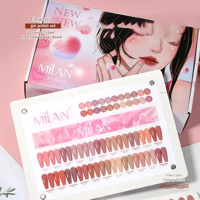 Eleanos-Juego de esmalte de uñas en Gel para piel desnuda, 22 colores, Gel híbrido semipermanente, barniz UV, salón de manicura, Kit de aprendizaje de 15ml