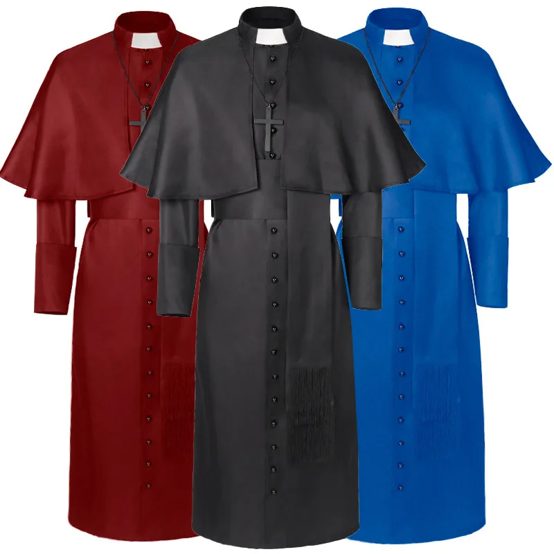 

2025 New Vintage Medieval Long Sve Color Coat for Women's Priest Role-plang Clothes Chinese Production Summer