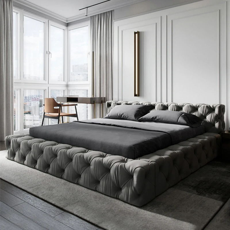 

⁕yModern Customized Designer Queen Size Storage Leather Upholstered Wood Beds Frame Furniture