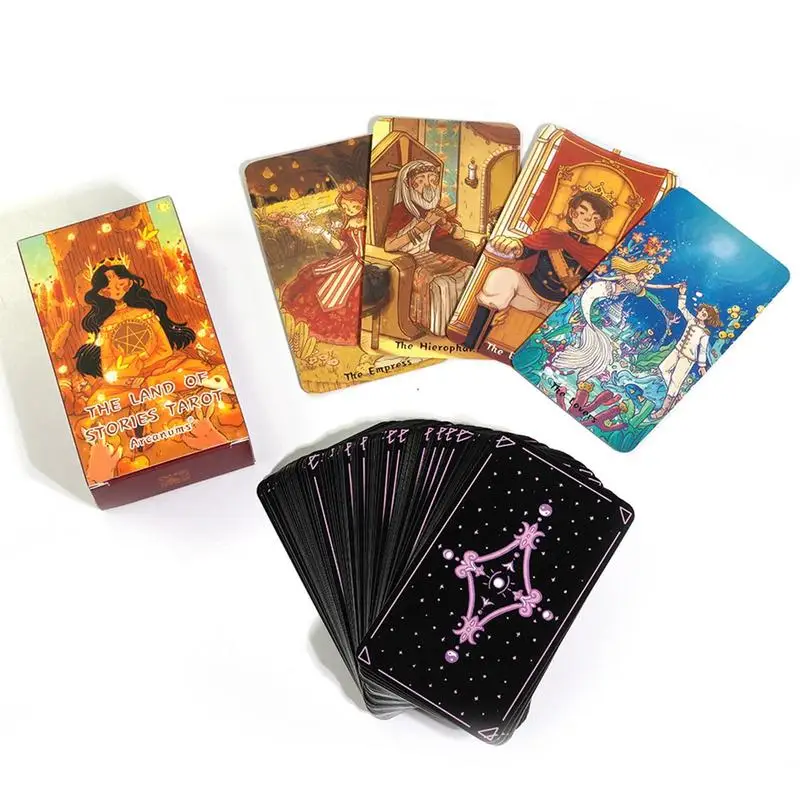 Tarot a terra do destino, 78 cartas, oráculo, versão em Inglês, adivinhação, festa familiar, mesa de jogos